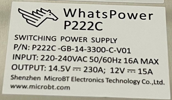 Блок питания Whatspower P222C для Whatsminer M30s M31s M32